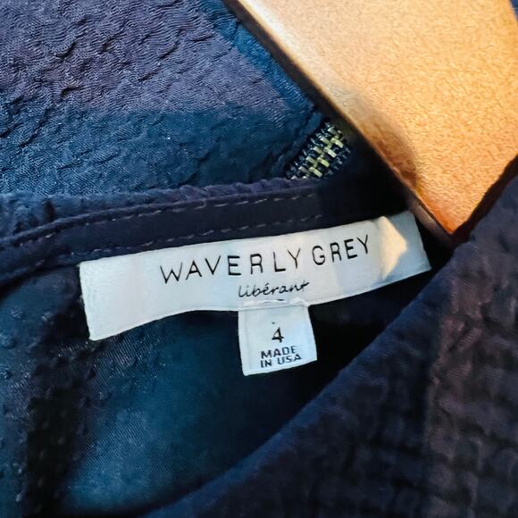 Waverly Grey Crop Zip Back Shell Top Blouse Sleeveless Navy - 4 - Picture 5 of 5